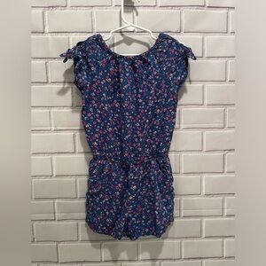 OSHKOSH little girls floral blue romper/size 5T